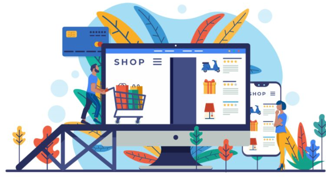 Illustration of a person shopping online for resale deals